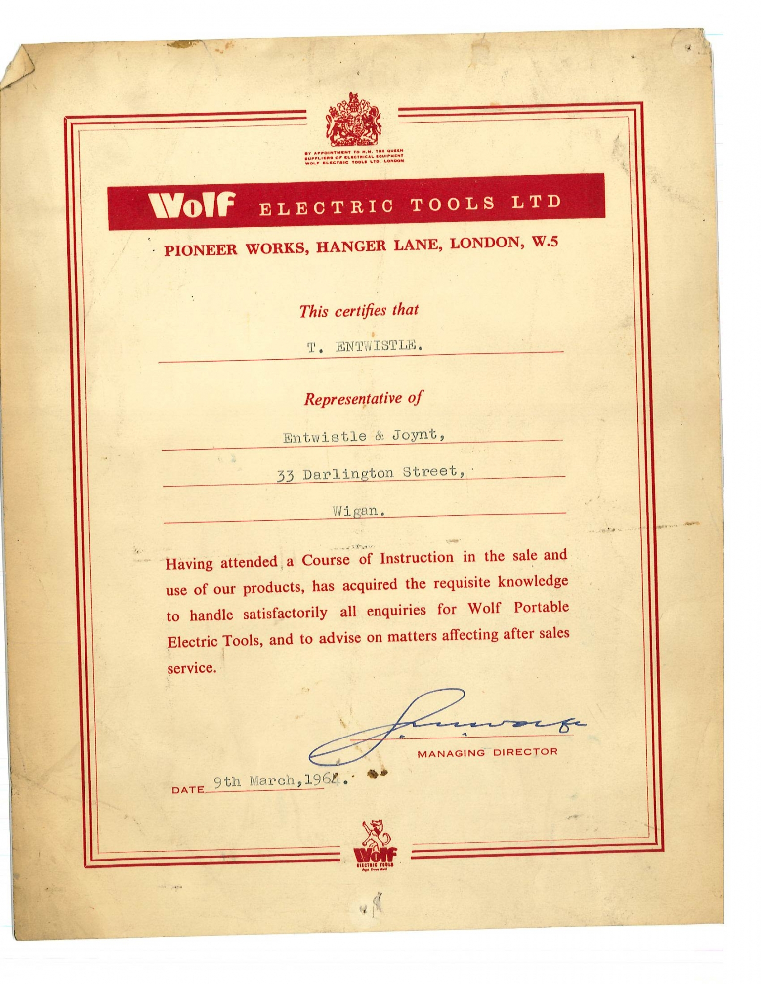 Wolf tools 1964