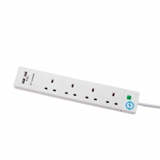 DETA S4WUSB 4 Socket 2m SurgePro Extension Lead with 2xUSB Ports