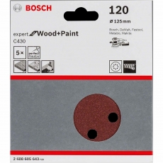 BOSCH 2608605643 125mm Sanding Disc 8-Hole 120G 5 pack