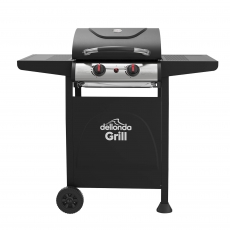Dellonda 2 Burner Gas BBQ Grill with Ignition & Thermometer - Black/Stainless Steel