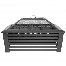 Dellonda 35" Square Outdoor Fire Pit, Black