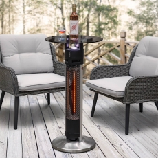 Dellonda Bistro Table with 1600W Heater, 95cm, Black/Stainless Steel