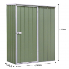 Dellonda Galvanized Steel Garden/Outdoor/Storage Shed, 1.5 x 0.8 x 1.9m, Pent Style Roof - Green
