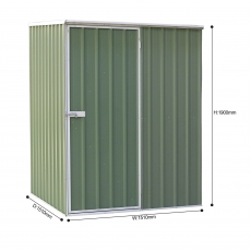 Dellonda Galvanised Steel Metal Garden/Outdoor/Storage Shed, 5FT x 5FT, Pent Style Roof - Green