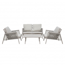 Dellonda Fusion Aluminium 4-Piece Outdoor Sofa, Arm Chairs & Coffee Table Set