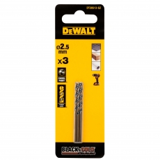 DEWALT DT20513-QZ 2.5mm Black Gold HSS Drill Bit 3 Pack