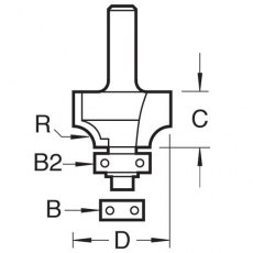 TREND C076X1/2TC Bearing Guided Ovolo/Round Over 6.3mm x 12.7mm