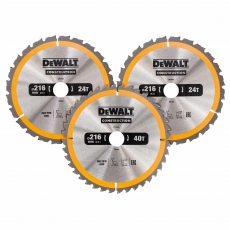 DEWALT DT1962 216mm Construction Blades 3 pack 2x24T 1x40T