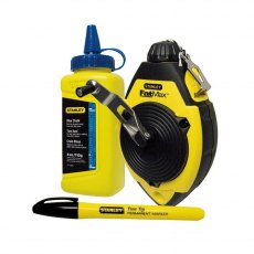 STANLEY 0 47 681 30m FatMax Chalk Line Set - 113g Blue Chalk & Fine Tip Black Marker