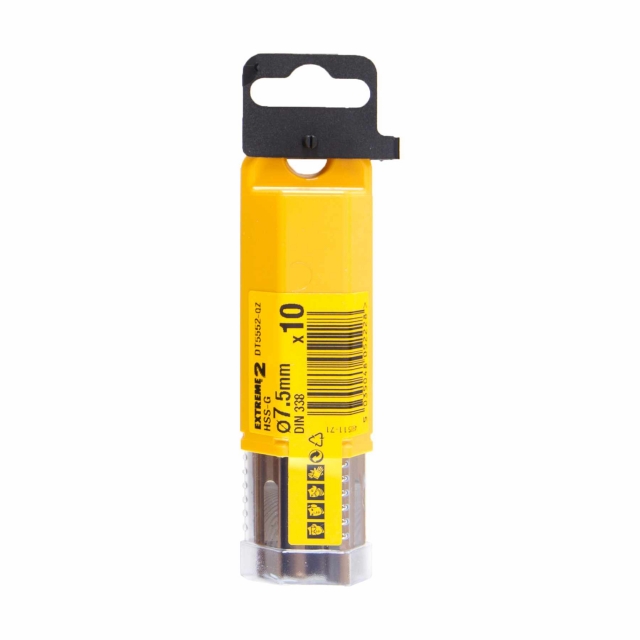 DEWALT DEWALT DT5552QZ 7.5mm EXTREME 2 HSS-G Drill Bit 10 pack
