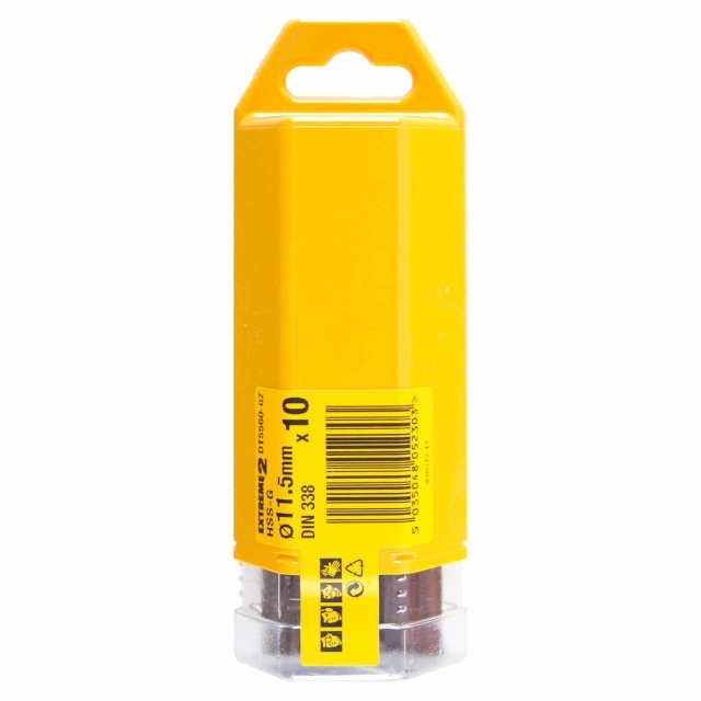 DEWALT DEWALT DT5560QZ 11.5mm EX.2 HSS-G Drill Bit 10pk