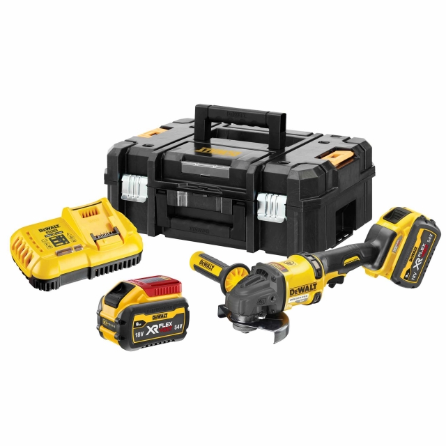 DEWALT DEWALT DCG418X2 54v Flexvolt Brushless 125mm Grinder with 2x9ah Batteries