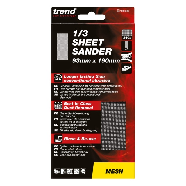 TREND TREND AB/THD/240M 93x190mm Mesh Sheet 240G 5pk