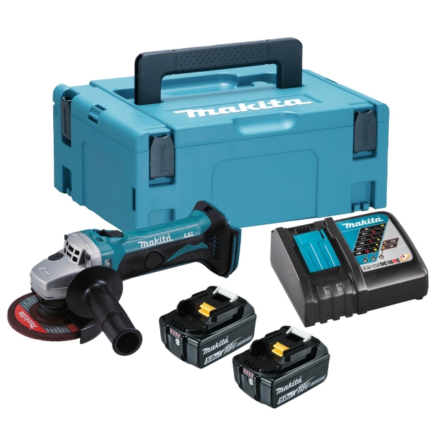 MAKITA MAKITA DGA452RTJ 18v 115mm Grinder with 2x5ah Batteries