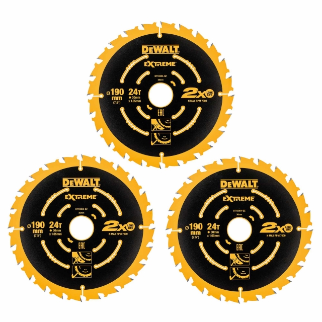 DEWALT DEWALT DT10399 190x30mm 24T Blades (Corded) 3 pack