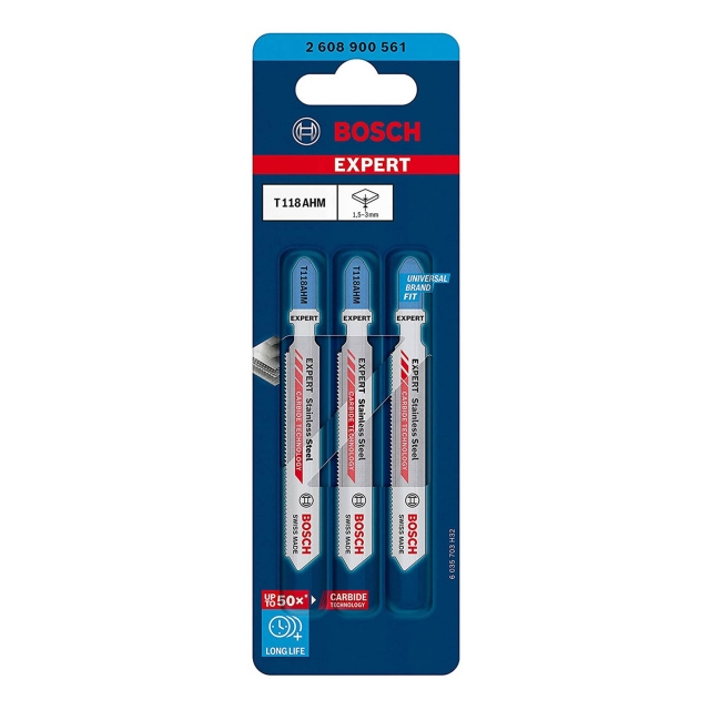 BOSCH BOSCH 2608900561 T118AHM Stainless Steel Jigsaw Blades 3 pack