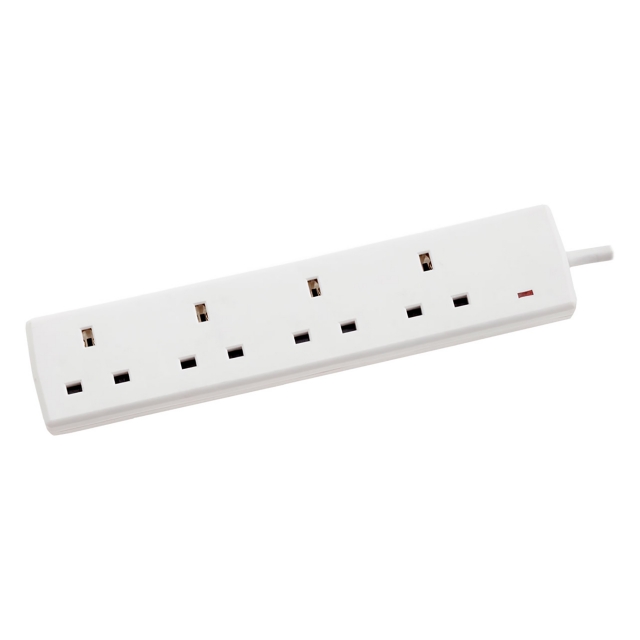 DETA DETA F4W2MP-XX 4 Socket 2m Unswitched Extension c/w Neon Indicator