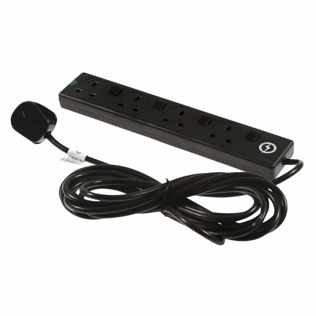DETA DETA S4WI5C 4 Socket 5m Surge Protection Extension Lead c/w Neon Indicator