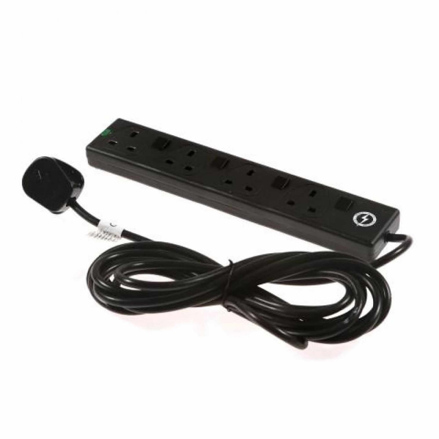 DETA DETA S6ISMC 6 Socket 2m Surge Protection Extension Lead c/w Neon Indicator