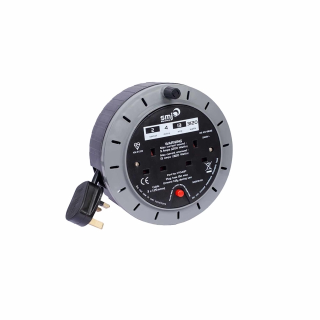 DETA DETA CT0413T 2 Socket 4m Cassette Reel + Thermal Cutout