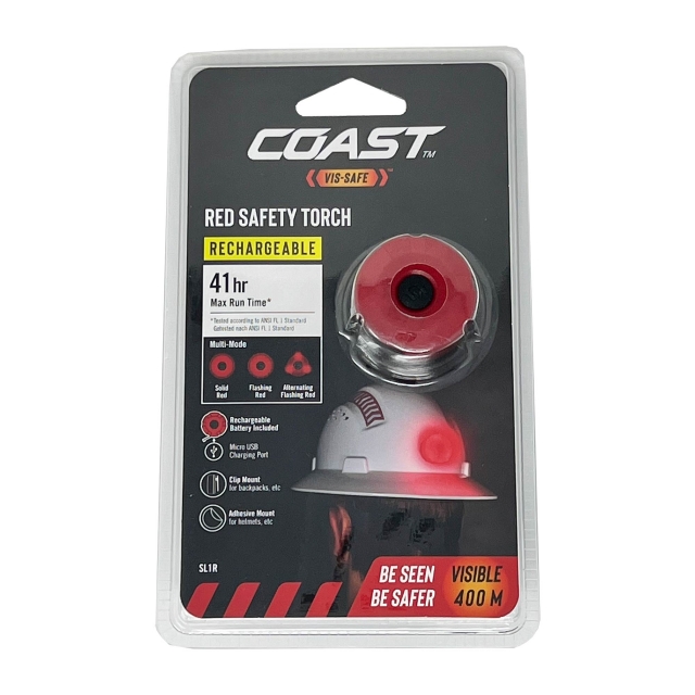 COAST COAST SL1R Rechargeable Red Safety Light - 3 Modes