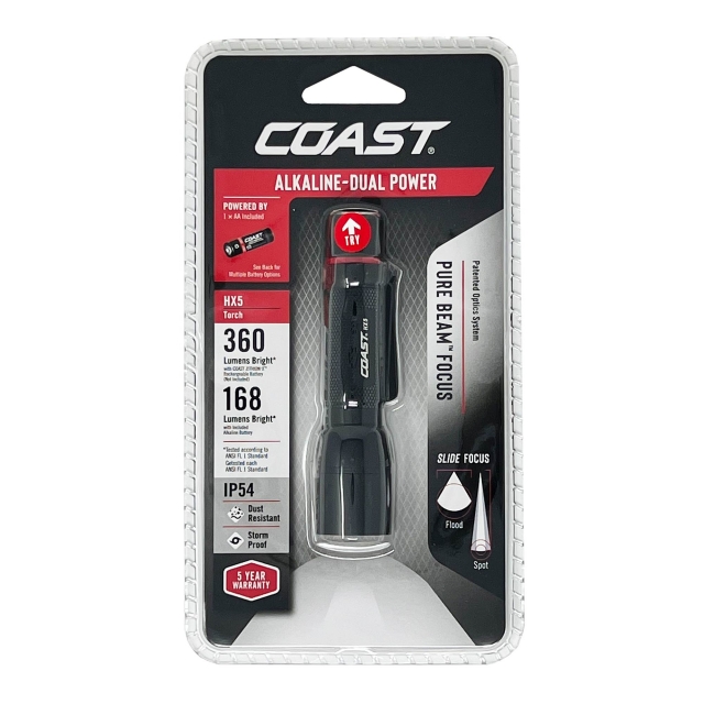 COAST COAST HX5 Compact Focusing Torch 125 Lumens with 1xAA Battery