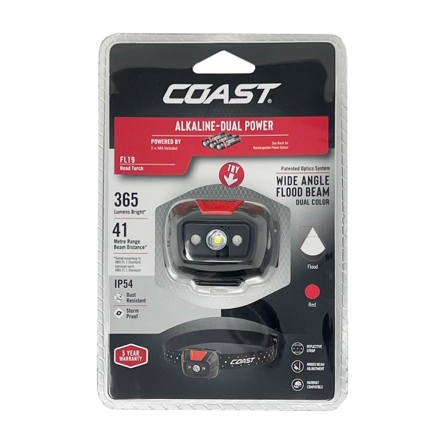 COAST COAST FL19 White/Red Beam Head Torch 365 Lumens