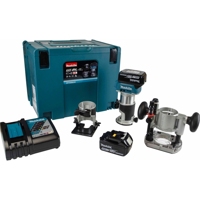 MAKITA MAKITA DRT50RTJX2 18v Brushless Router/Trimmer+Bases with 2x5ah Batteries