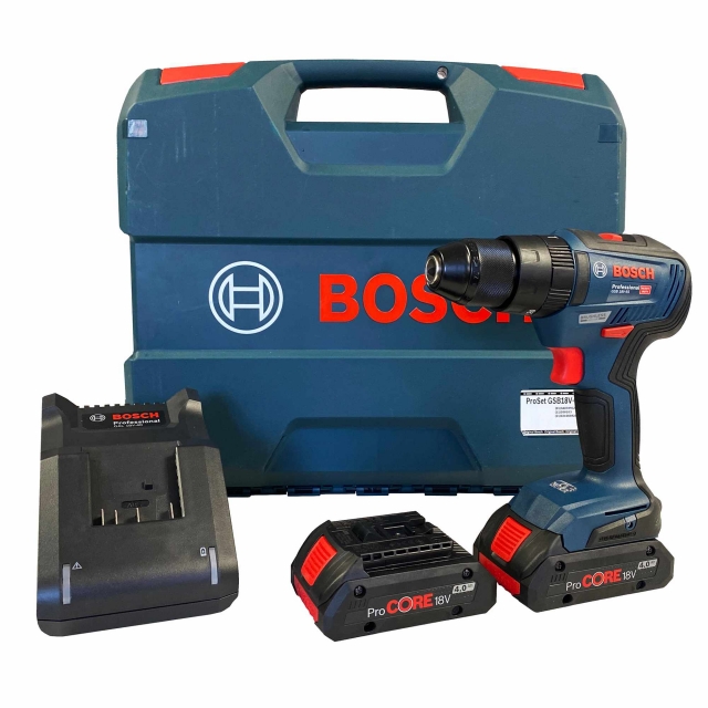 BOSCH BOSCH GSB18V-55 18v Brushless Combi Drill with 2x4ah Batteries