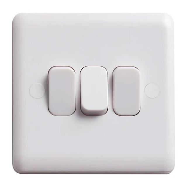 DETA DETA VC1205 10AX 3-Gang 2-Way Light Switch