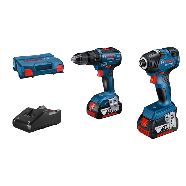BOSCH BOSCH GSB18V-55/GDR18V-200 18v Brushless Twin Pack with 2x4ah Batteries