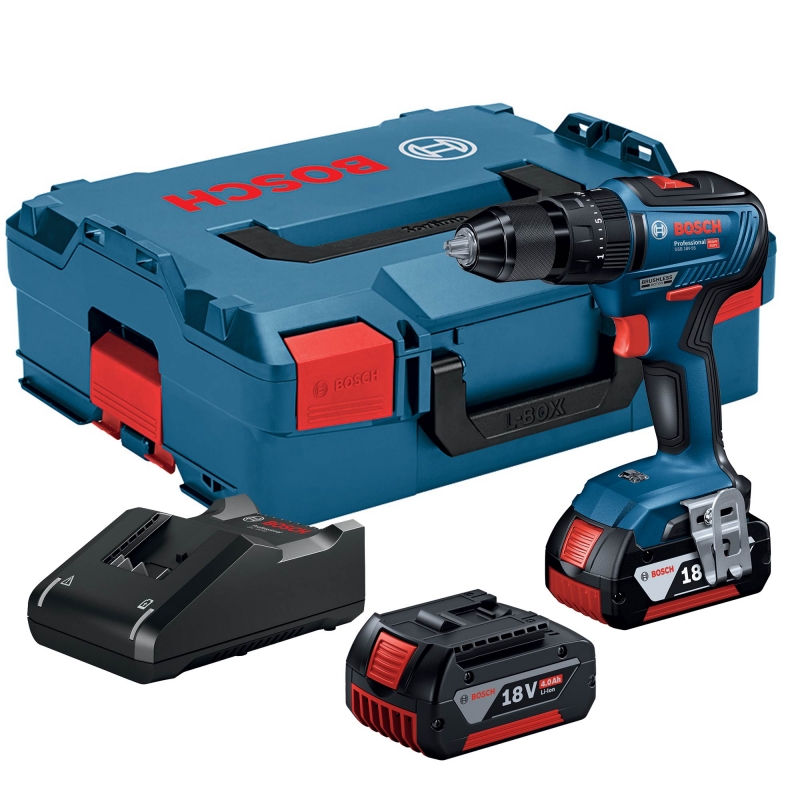 BOSCH BOSCH GSB18V-55/GDR18V-200 18v Brushless Twin Pack with 2x4ah Batteries
