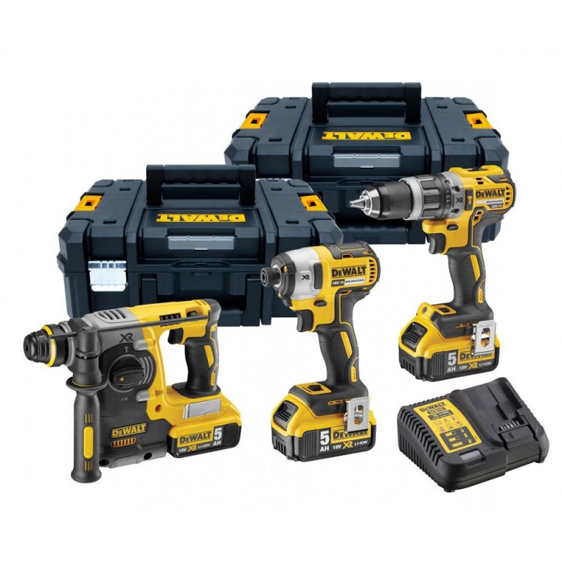 DEWALT DEWALT DCK368P3T 18v Brushless Triple Kit with 3x5ah Batteries and 2xTstak Cases