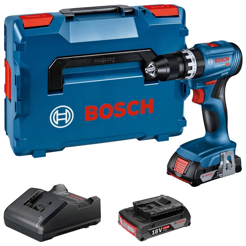 BOSCH BOSCH GSB18V-45 18v Brushless Combi Drill with 2x2ah Batteries and LBoxx