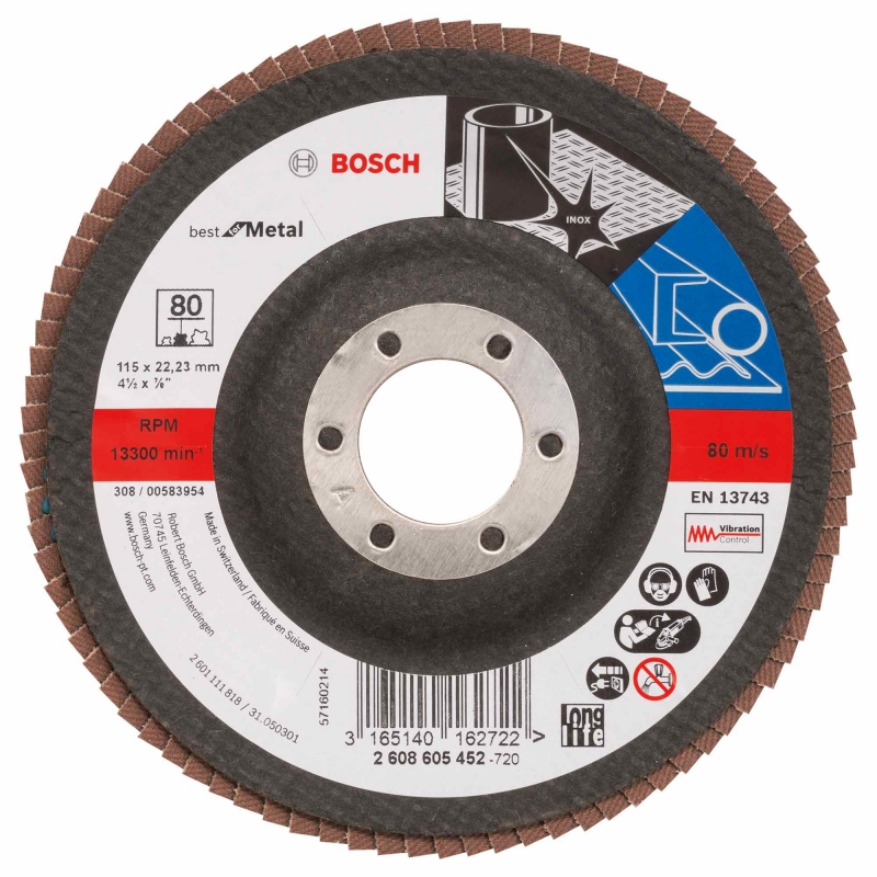 BOSCH BOSCH 2608605452 115mm x 22mm Flap Disc 80G