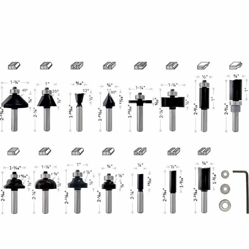 BOSCH BOSCH 2607017473 15pc Mixed 1/4 Router Bit Set