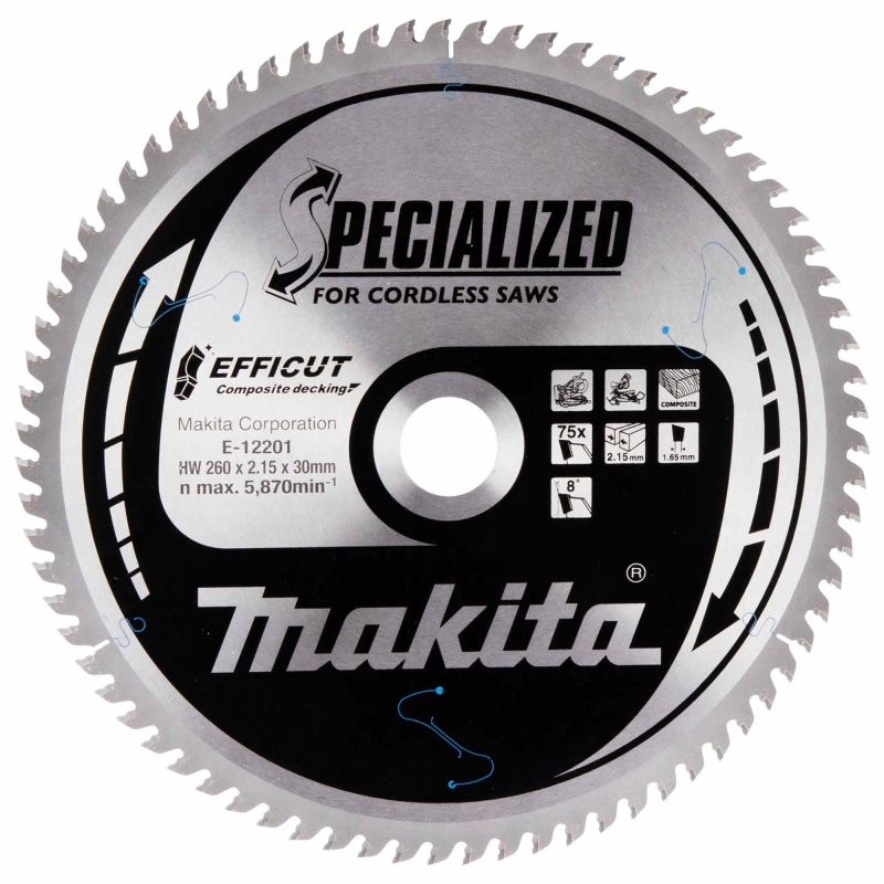 MAKITA MAKITA E-12201 260x30mm 75T Blade for Composite Decking