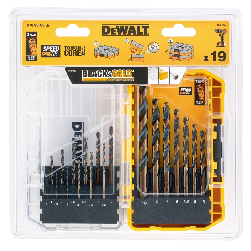 DEWALT DEWALT DT70728-QZ 19 piece HSS Black/Gold Drill Set