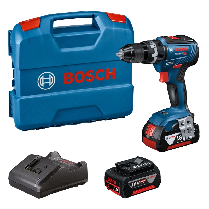 BOSCH BOSCH GSB18V-55 18v Brushless Combi Drill with 2x5ah Batteries