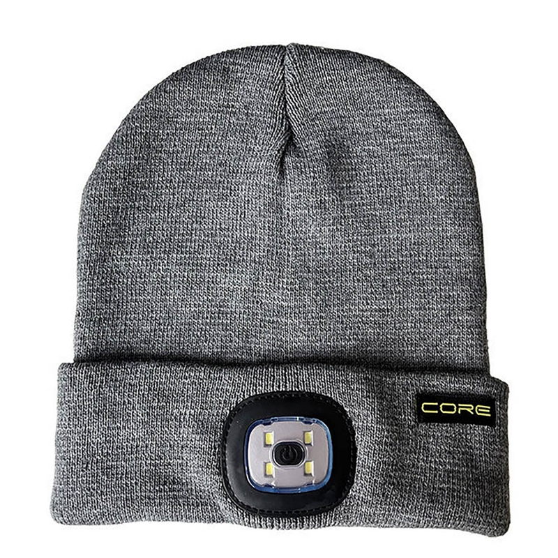 CORE LIGHTING CORE LIGHTING CLB50-G Rechargeable Lighted Beanie Hat -Grey