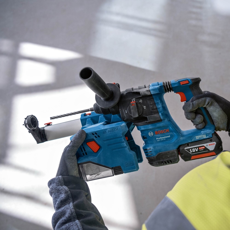 BOSCH BOSCH GBH18V-22 18v Brushless SDS Hammer BODY ONLY and GDE18V-12 Dust Extractor