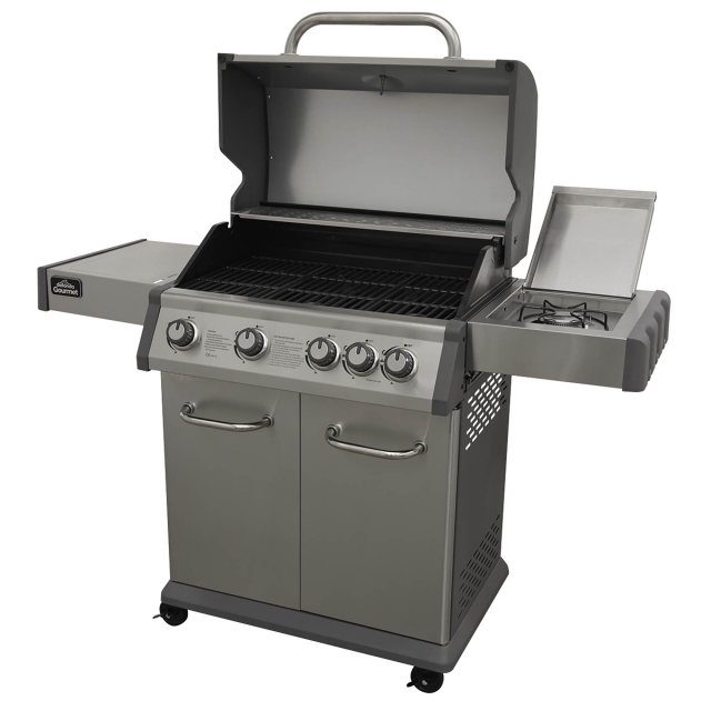 DELLONDA Dellonda 4+1 Burner Deluxe Gas BBQ Grill, Stainless Steel, Side Burner, Ignition
