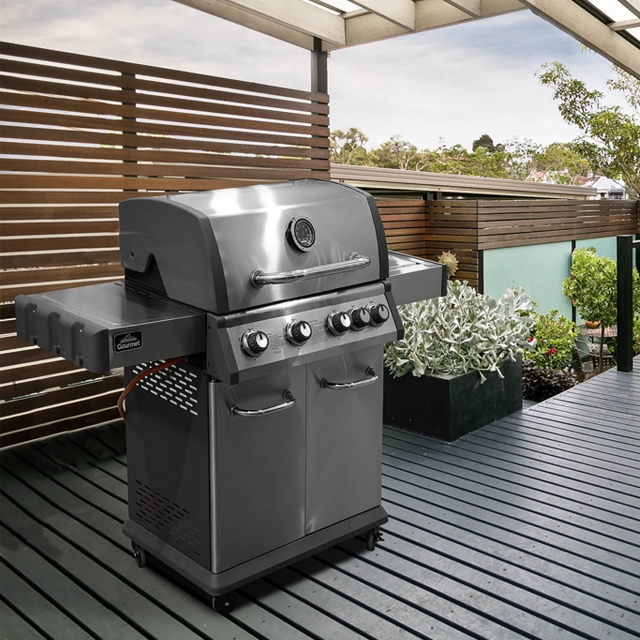 DELLONDA Dellonda 4+1 Burner Deluxe Gas BBQ Grill, Stainless Steel, Side Burner, Ignition