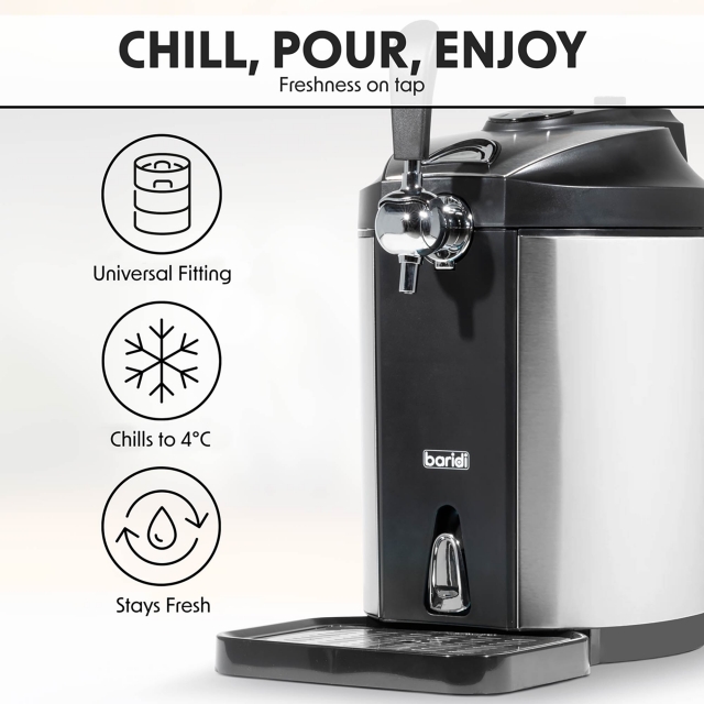 BARIDI Baridi 5L Mini Keg Beer Dispenser Tap 4°C Integrated Cooling