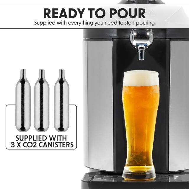 BARIDI Baridi 5L Mini Keg Beer Dispenser Tap 4°C Integrated Cooling