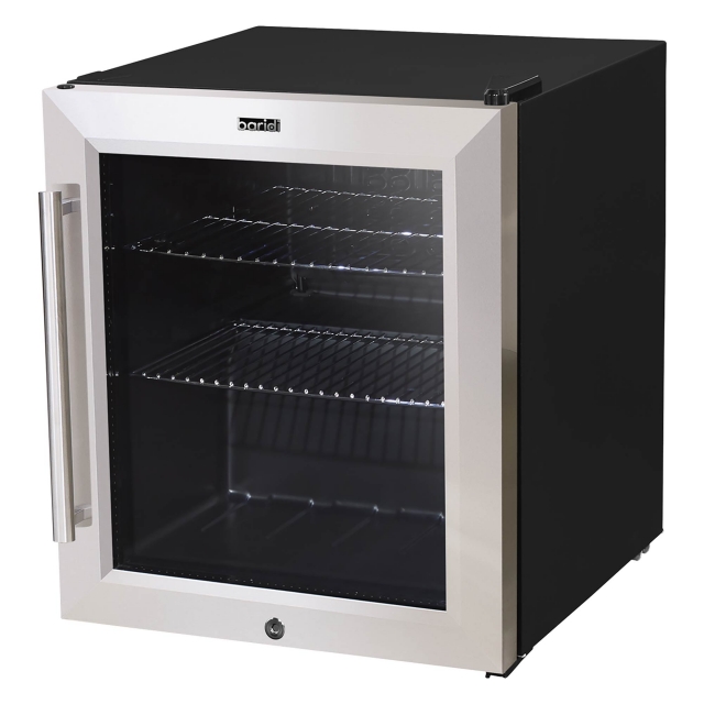 BARIDI Baridi 50L Tabletop Drinks Fridge, Mini Beer Cooler, Glass Door, Stainless Steel