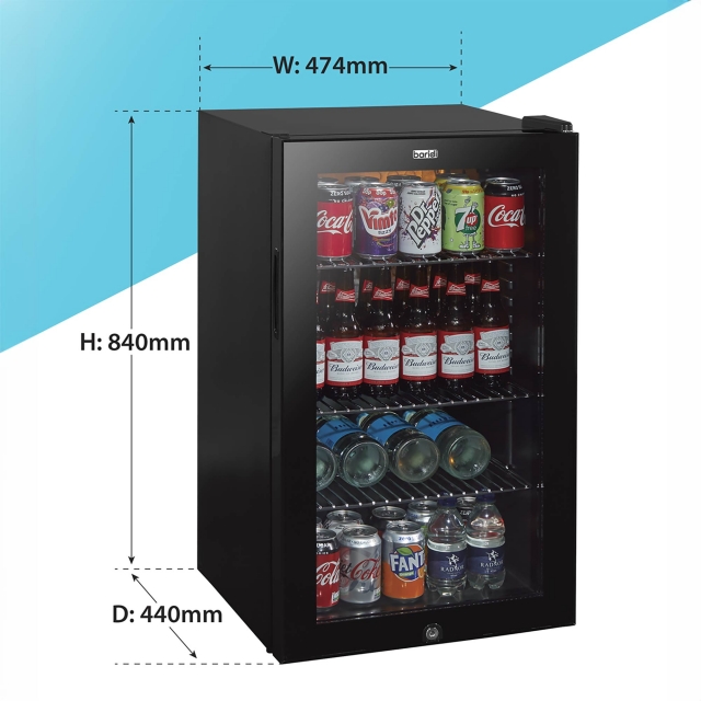 BARIDI Baridi Under Counter Wine/Drink/Beverage Cooler/Fridge, Built-In Thermostat, Light, Security Lock