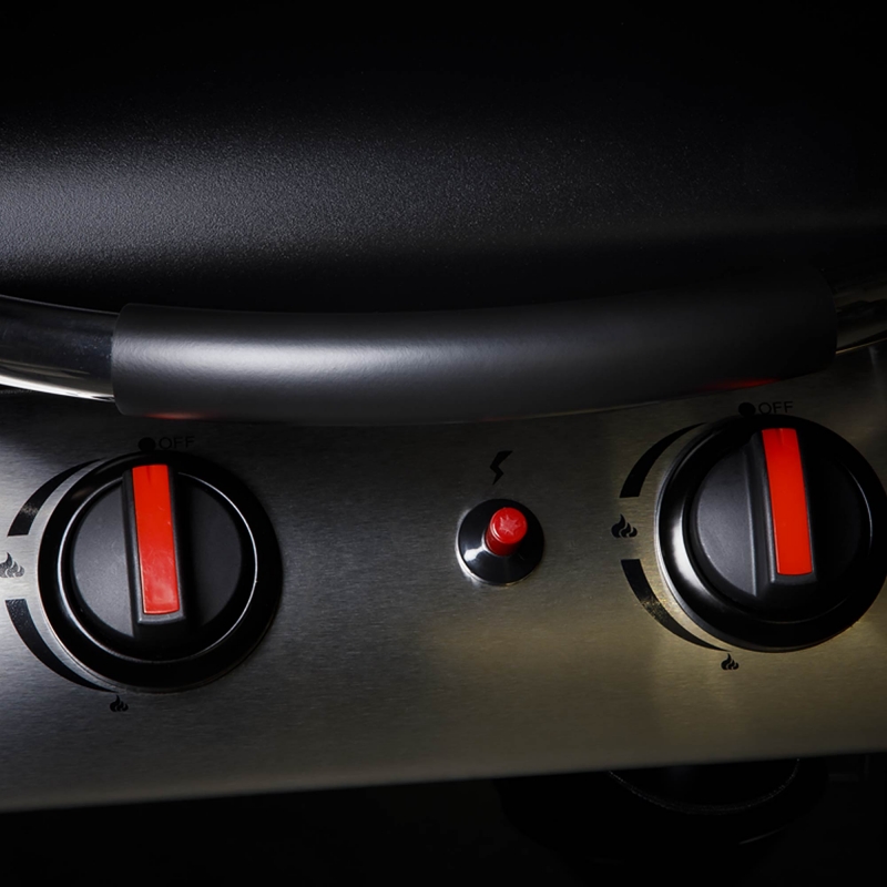 DELLONDA Dellonda 2 Burner Gas BBQ Grill with Ignition & Thermometer - Black/Stainless Steel