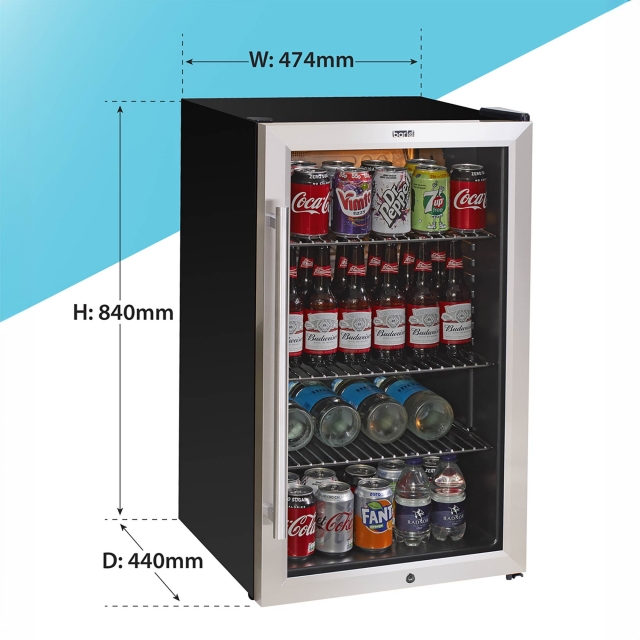 BARIDI Baridi Under Counter Wine/Drink/Beverage Cooler/Fridge, Built-In Thermostat, Energy Class E, 85L