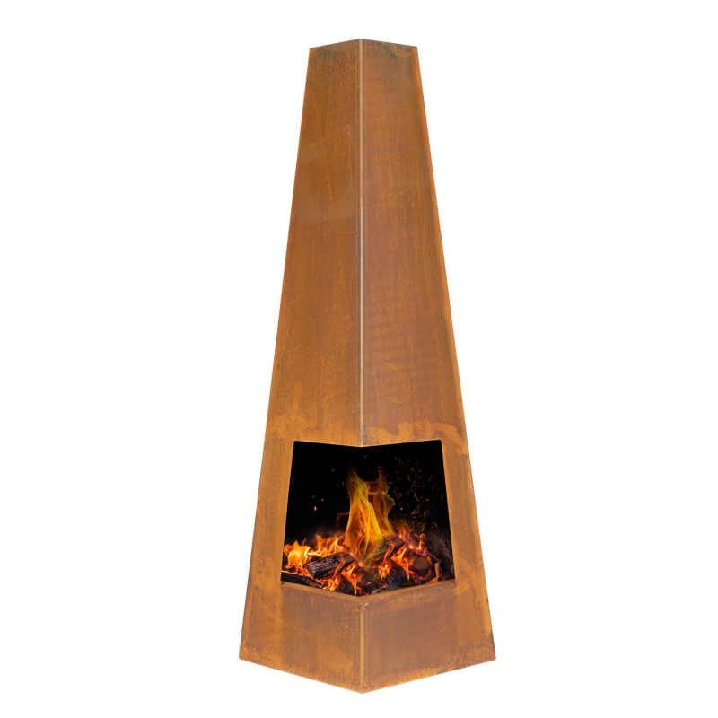 DELLONDA Dellonda Chiminea, Wood Burner, Heater for Outdoors W45cm x H150cm, Corten Steel